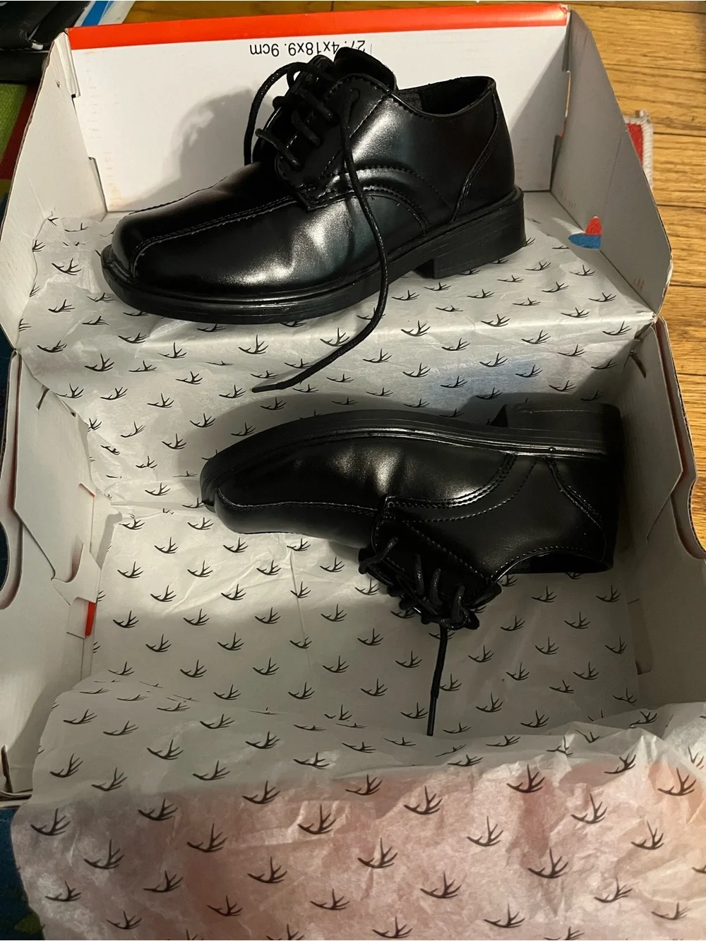 Deer Stags toddler Black Leather Lace-Up Dress Shoes